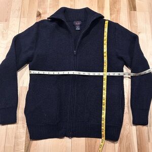 100 % Wool Allen Solly Dark Blue Zip-Up Sweater